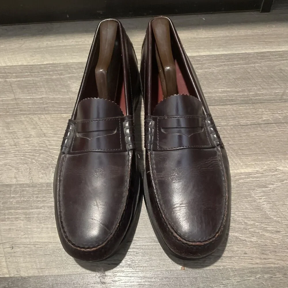 Vintage DEXTER Mens Penny Loafers Leather Brown Handsewn Made In USA Size 8.5 D